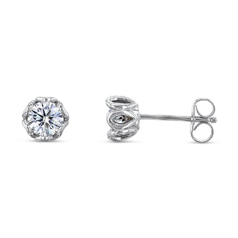 Annello by Kobelli 14k White Gold Lily 5mm Forever One Colorless Moissanite Stud Earrings (1ct TGW, DEF/VS)