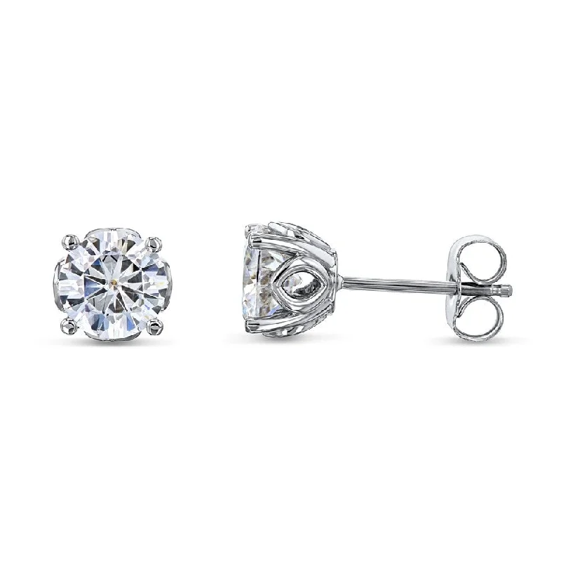 Annello by Kobelli 14k White Gold Orchid 6.5mm Forever One Moissanite Stud Earrings (2ct TGW, DEF/VS)