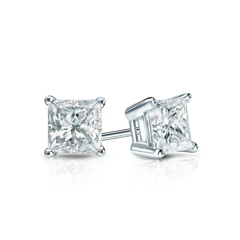 Auriya 14-karat Gold Lab Grown 0.50 carat TDW Princess Diamond Stud Earrings 4-Prong Basket Screw-back