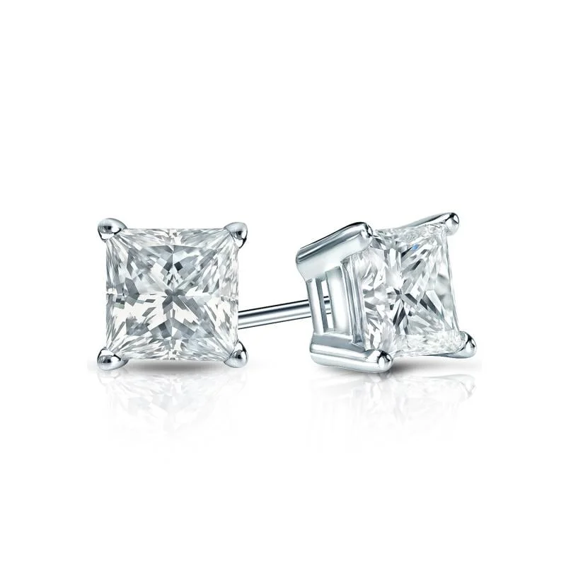 Auriya 14-karat Gold Lab Grown 0.62 carat TDW Princess Diamond Stud Earrings 4-Prong Basket Screw-back