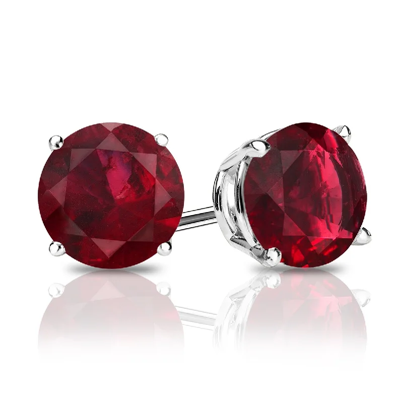 Auriya 14k Gold 3/4ctw Red Ruby Gemstone Stud Earrings