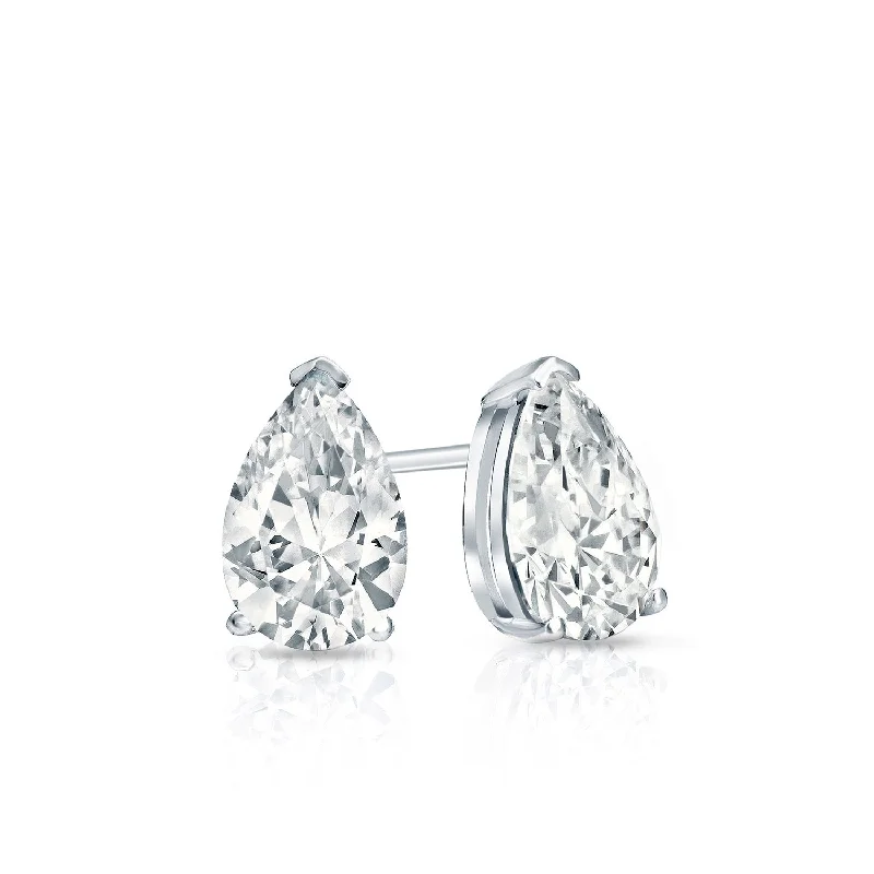 Auriya 14k Gold Lab Grown Pear Diamond Stud Earrings 0.50 to 5.00 ct. tw. V-End Prong Screw-Back (F-G VS)