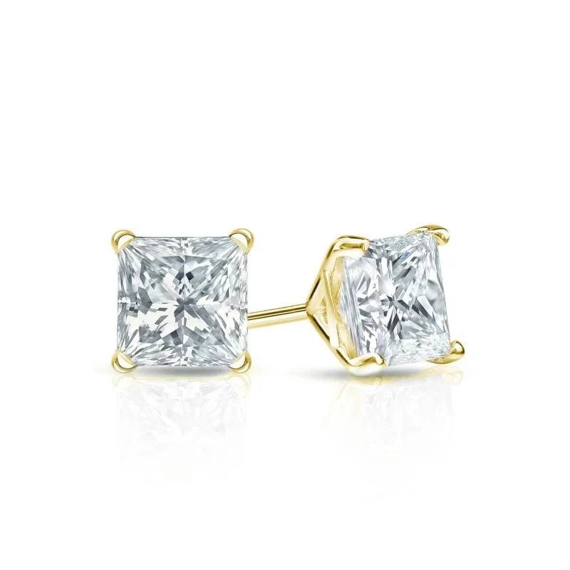 Auriya 14k Gold Lab Grown Princess Diamond Stud Earrings 0.50 to 5.00 ct. tw. 4-Prong Martini Screw-Back (F-G VS)