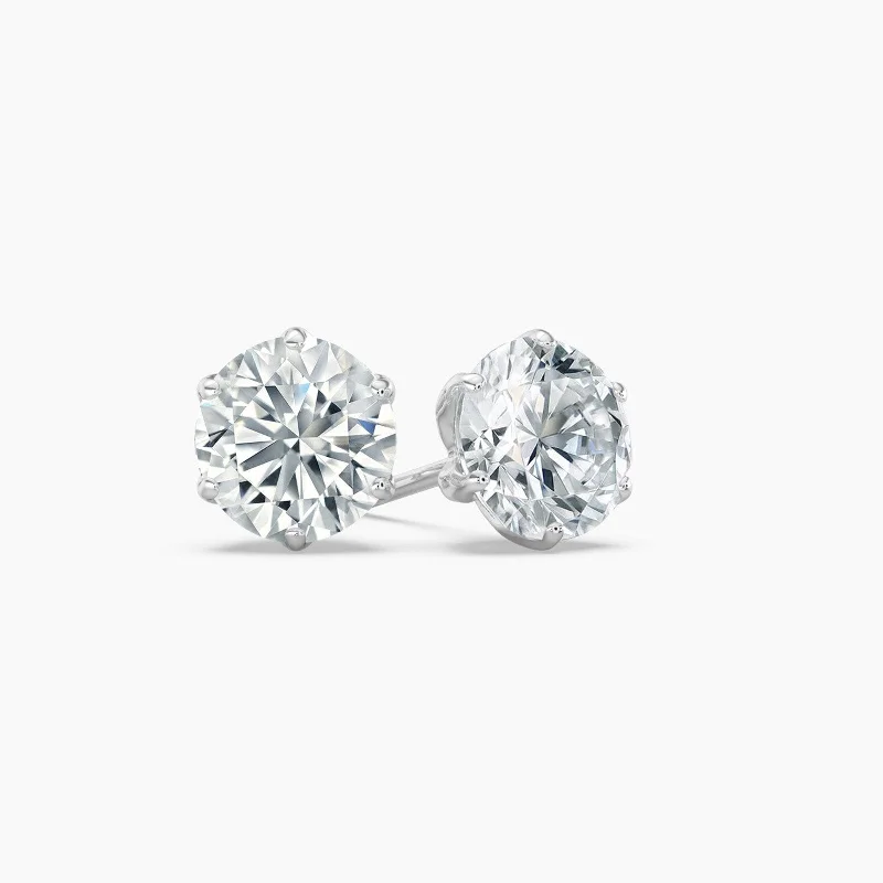 Auriya 14k Gold Lab Grown Round Diamond Stud Earrings 0.50 to 4.00 ct. tw. 6-Prong Crown Push-Back (F-G VS)