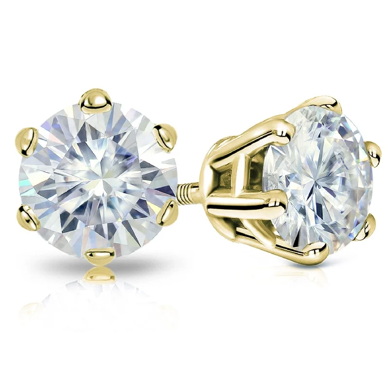 Auriya 4ctw Round Moissanite Stud Earrings 14k Gold - 8.2 mm