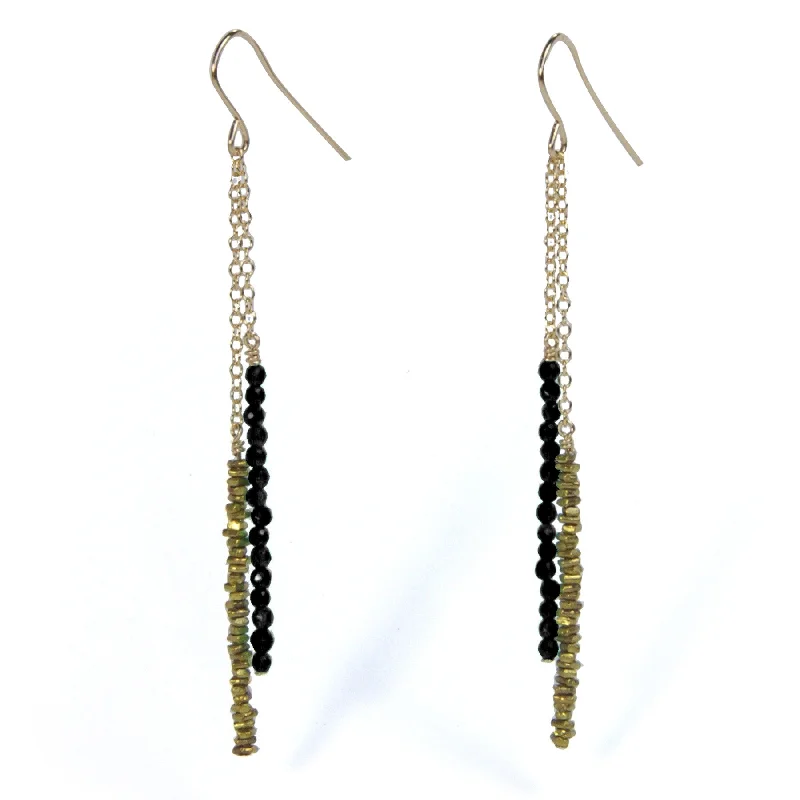 Black Pyrite Beaded Earrings