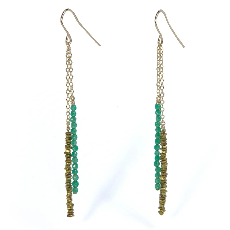 Green Agate Beaded Earrings