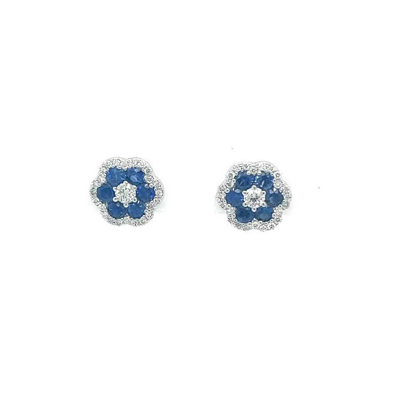 Bremer Jewelry Sapphire and Diamond Earrings in 18K White Gold (1.56ctw)