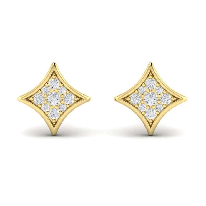 Vlora Diamond "Estrella Collection" Stud Earrings in 14K Yellow Gold