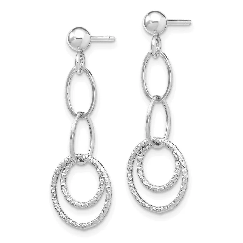 Diamond2Deal 10K White Gold Post Dangle Earrings (L-32mm, W-13mm)