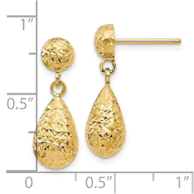 Diamond2Deal 10k Yellow Gold Diamond-cut Post Dangle Earrings (L-20mm, W-20mm)