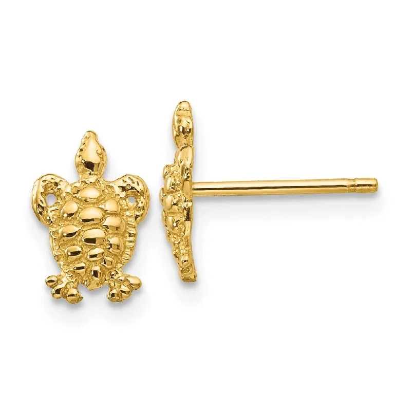 Diamond2Deal 10k Yellow Gold Mini Turtle Post Earrings (L-9mm, W-6mm)