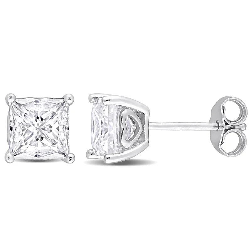 Eternally Yours 2 1/2ct DEW Square Created Moissanite Stud Earrings in Sterling Silver