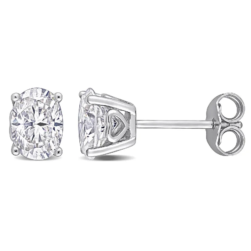 Eternally Yours 2ct DEW Oval Created Moissanite Stud Earrings in Sterling Silver