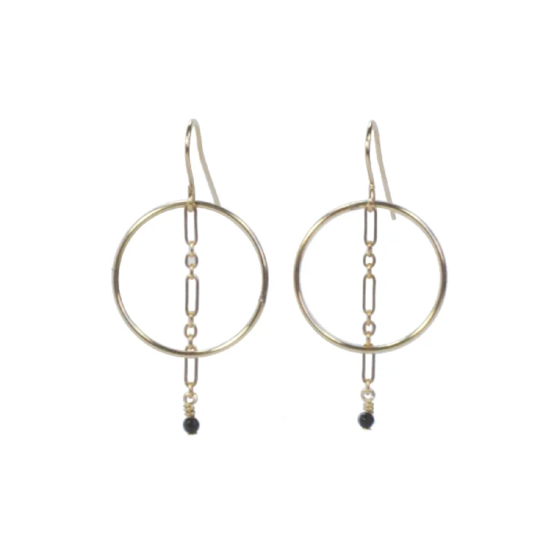 Pyrite Chain Drop Circle Earrings