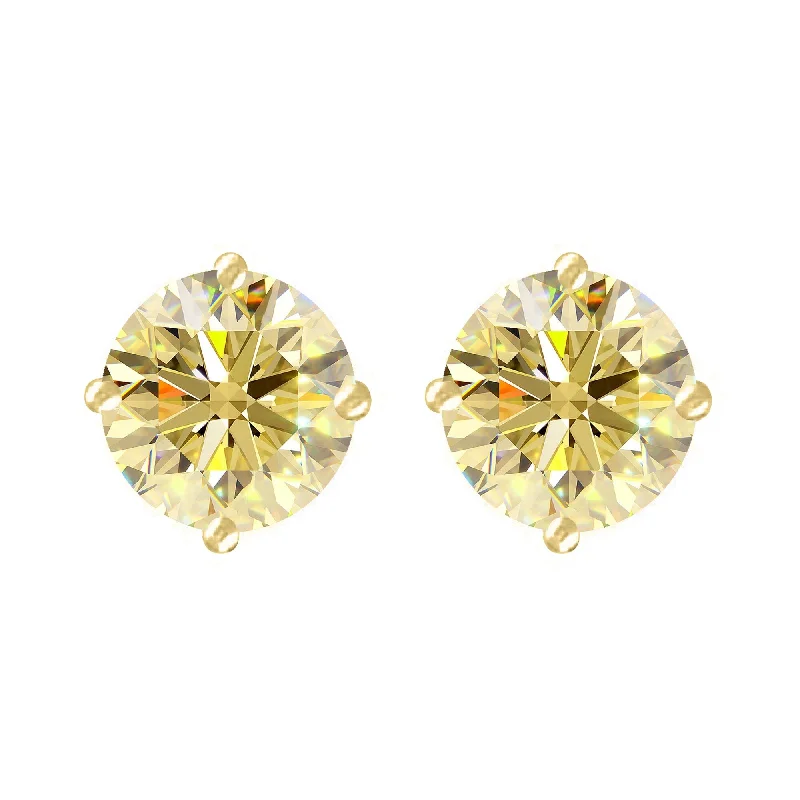 Gold Over Sterling Silver with Yellow Moissanite Stud Earring