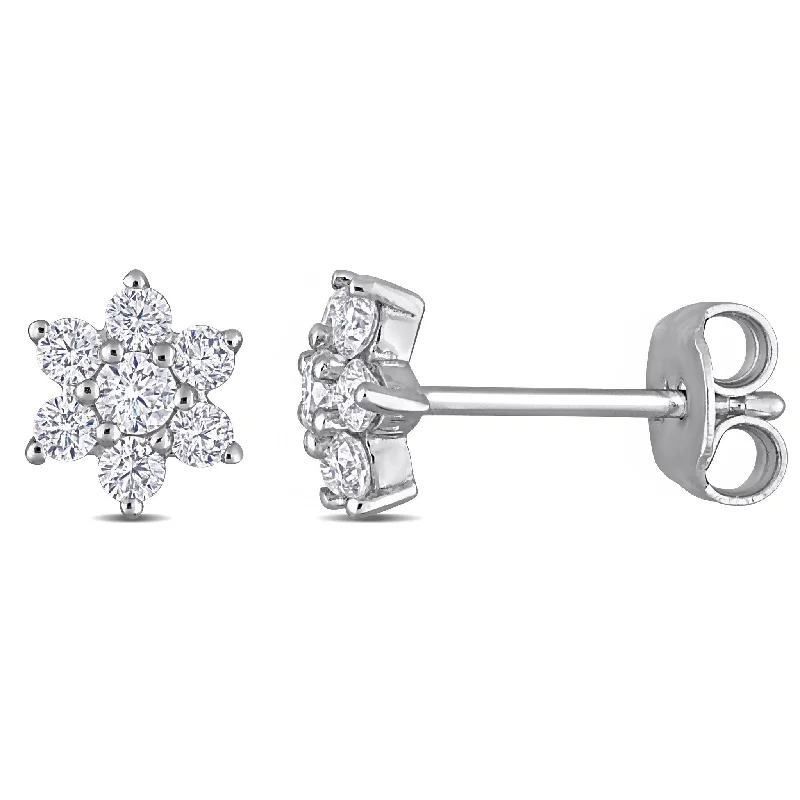 Miadora 1/2ct DEW Created Moissanite Floral Stud Earrings in Sterling Silver