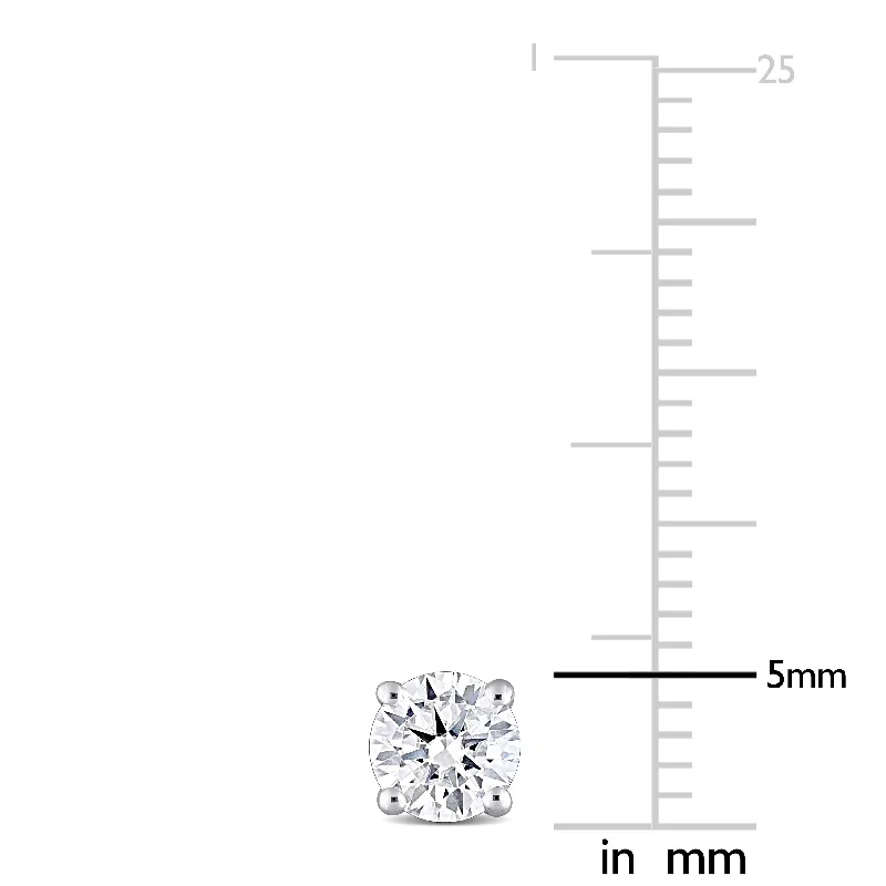 Miadora 1ct DEW Moissanite Solitaire Stud Earrings in 10k White Gold - 5 mm x 5 mm x 4.7 mm