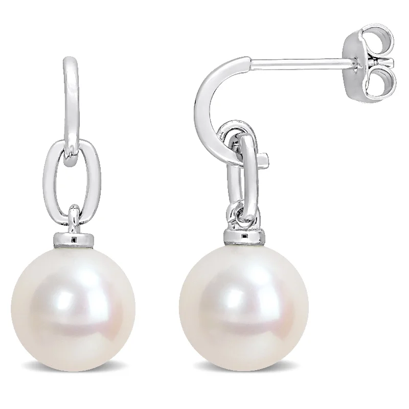 Miadora 9-9.5mm Cultured Freshwater Pearl Drop Earrings in Sterling Silver