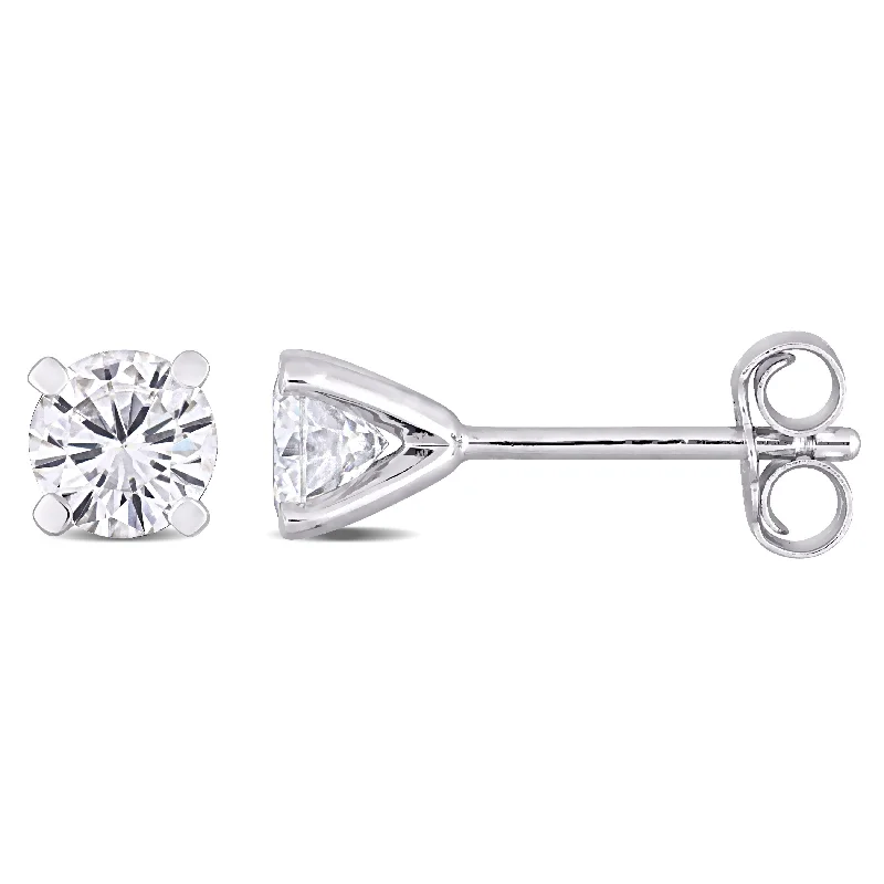 Miadora Sterling Silver Moissanite Solitaire Stud Earrings - 5 mm x 5 mm x 5 mm