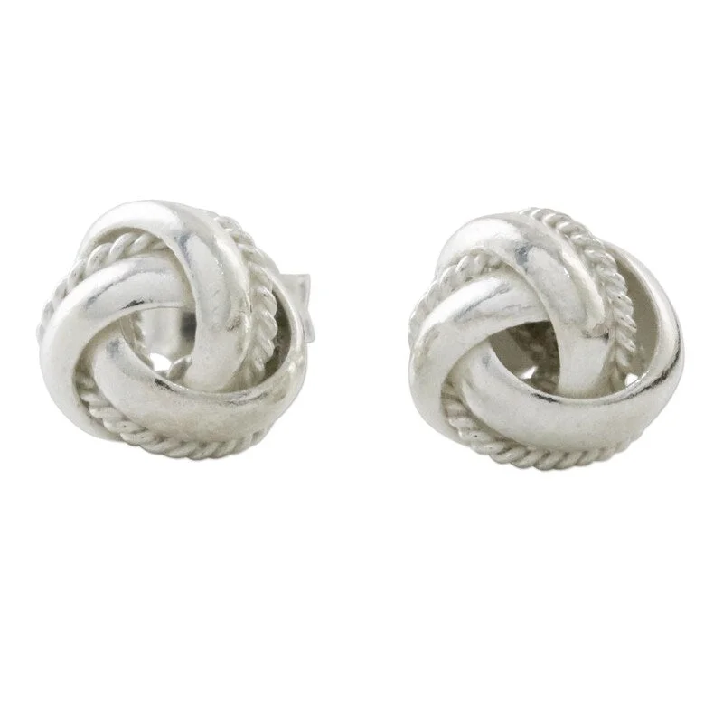 NOVICA Sweet Knots, Sterling silver stud earrings - 0.3*0.3