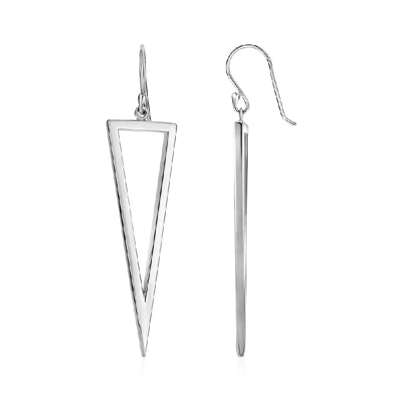 Open Triangle Drop Earrings in Sterling Silver