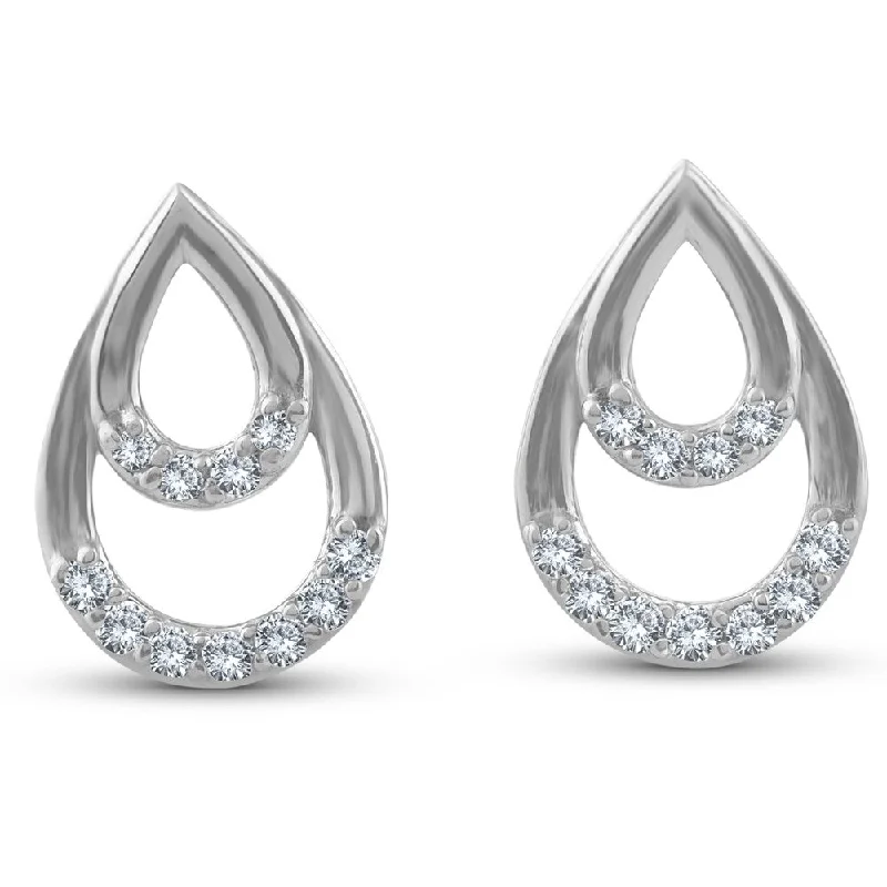 Pompeii3 14k White Gold 1/10ct TDW Pear Shape Petite Diamond Womens Earrings