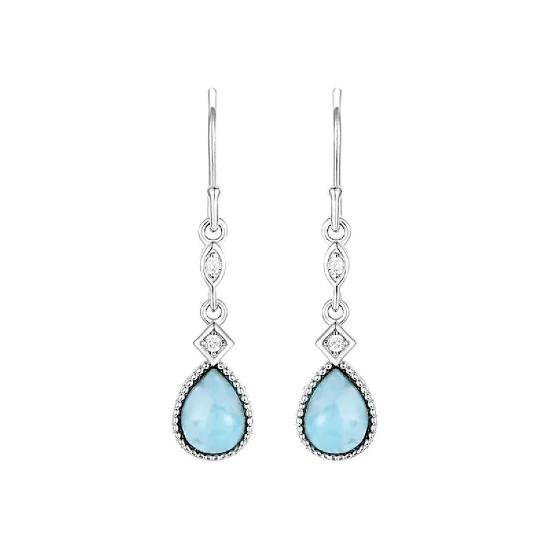 Sky Blue Larimar & Sterling Silver Teardrop Earrings