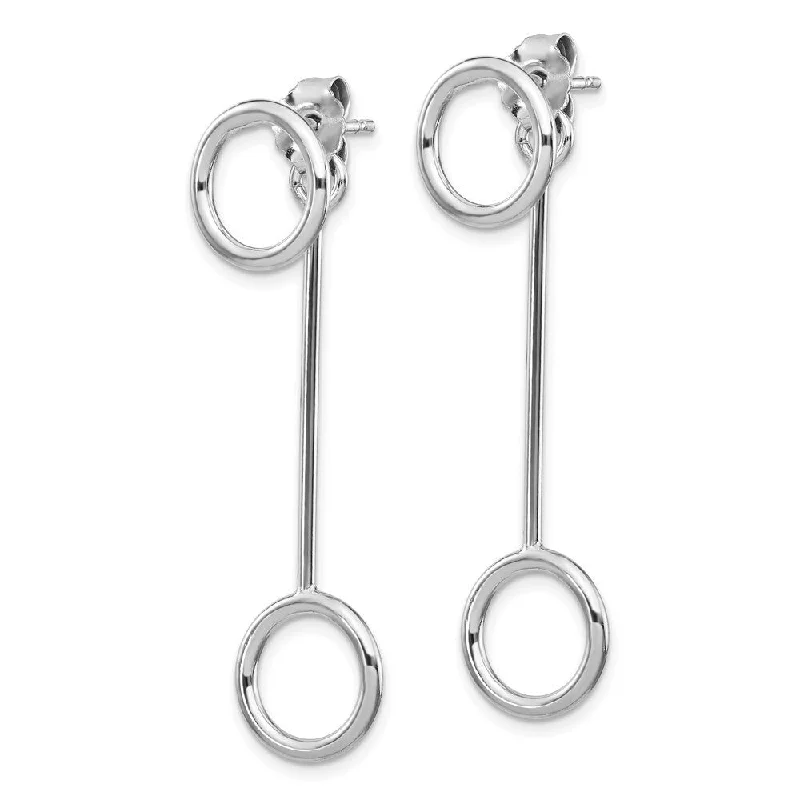 Sterling Silver Rhod-plt Front & Back Dangle Earring (L-43 mm, W-10 mm)