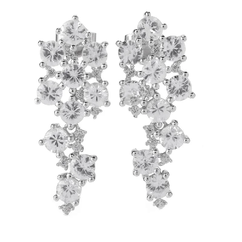 Sterling Silver White Zircon Drop Earrings