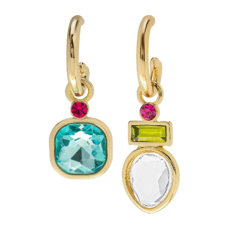 Victoria Townsend Gold Plated Clear, Blue And Green Crystal Stud earrings