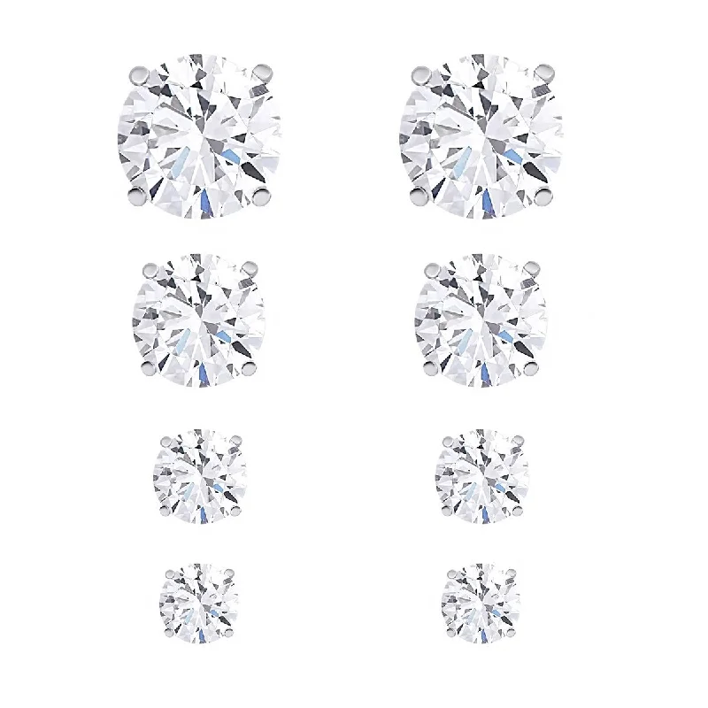 Victoria Townsend Sterling Silver 4 Pair Round Cubic Zirconia Stud Set