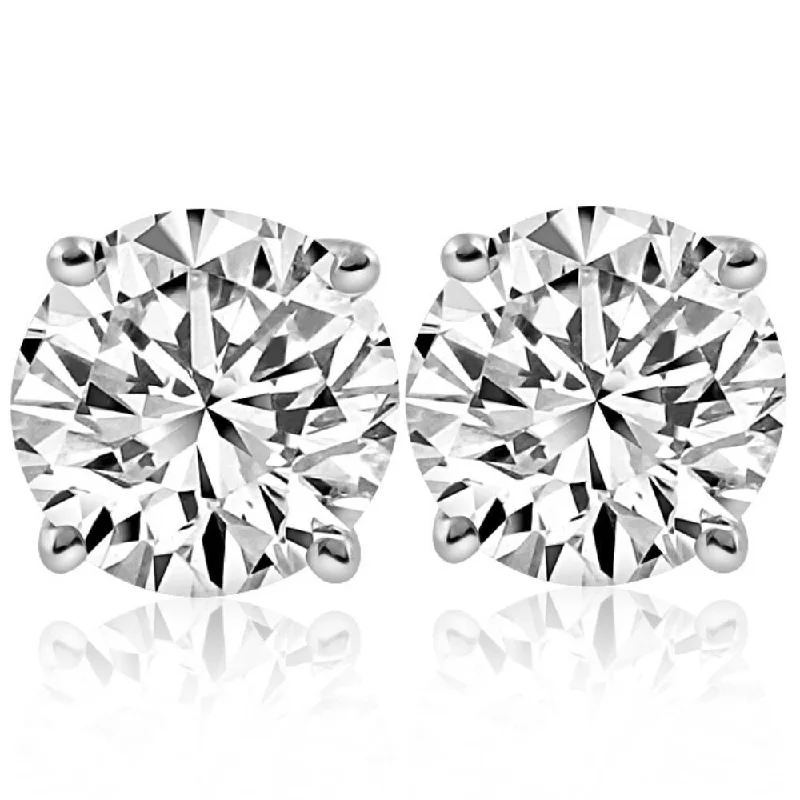 VS 6 Ct TW Round Moissanite Studs in 14k White Gold