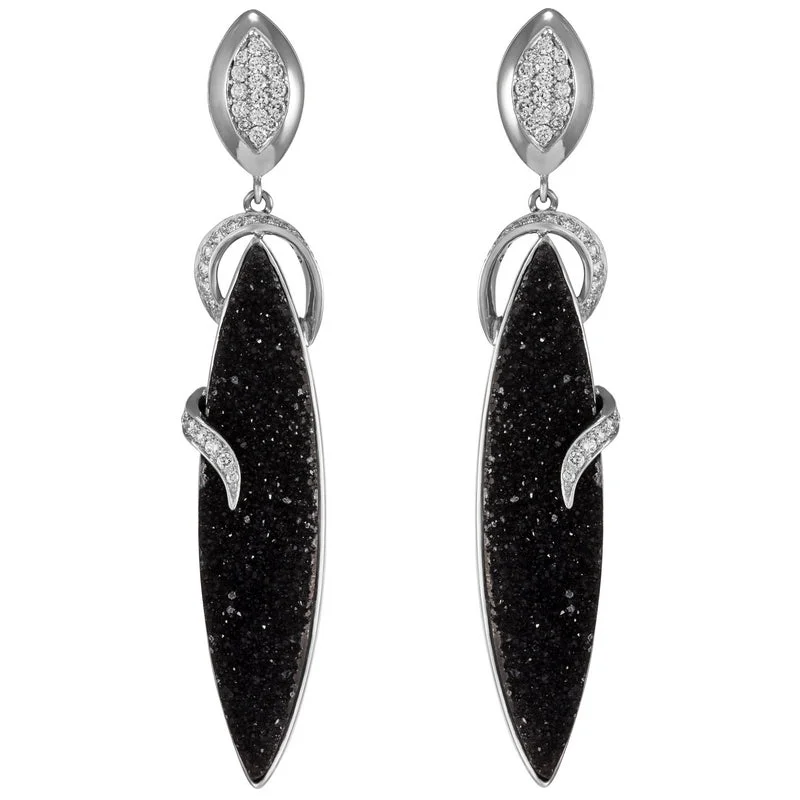 Women’s Druzy Black Onyx and Diamond Earrings