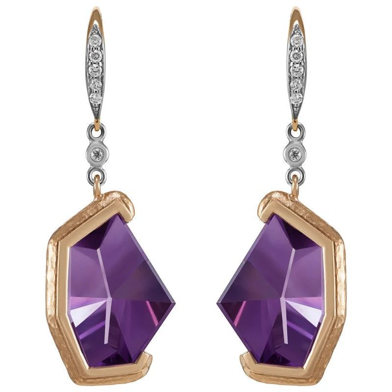 Women’s Mirror Cut Amethyst Earrings