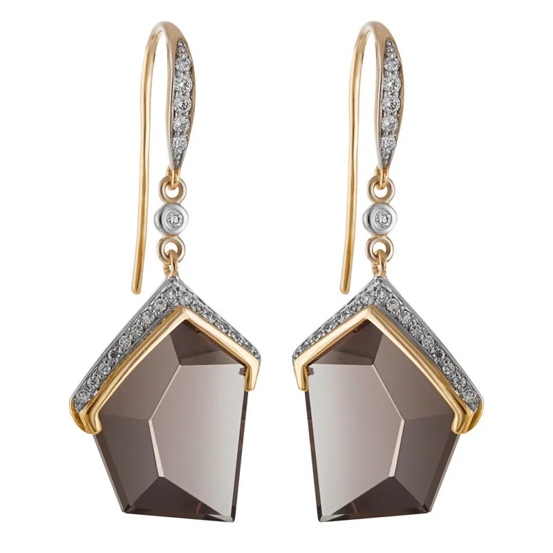 Women’s Mirror Cut Smokey Quartz Earrings