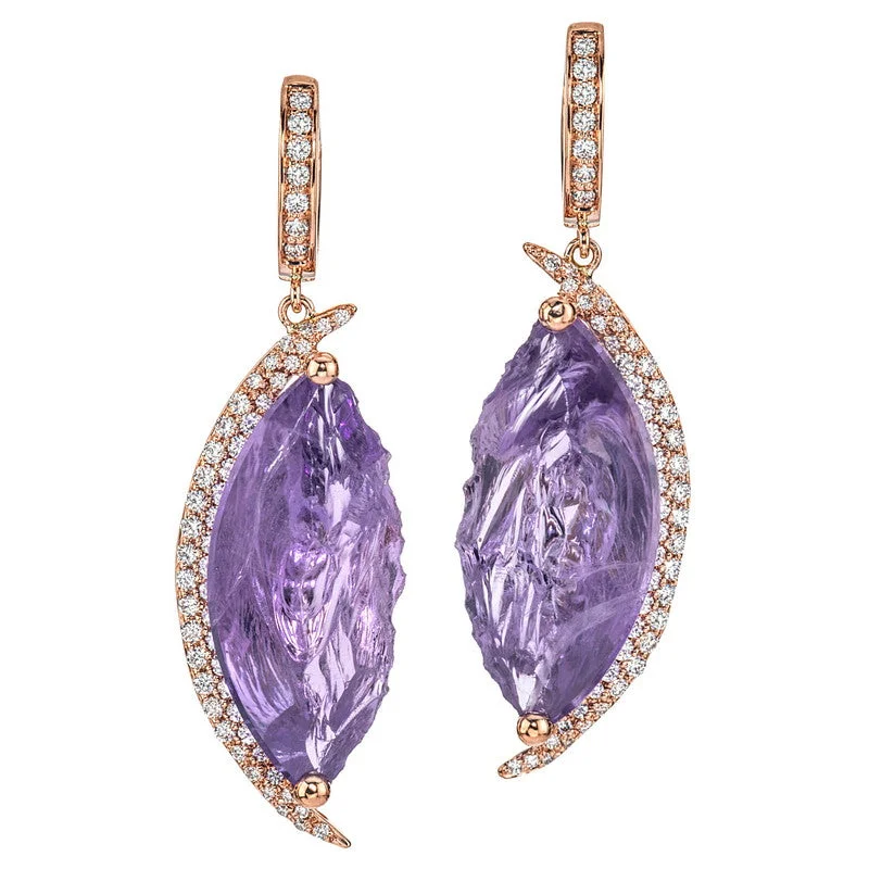 Women's Cleaved Marquise Amethyst Earrings