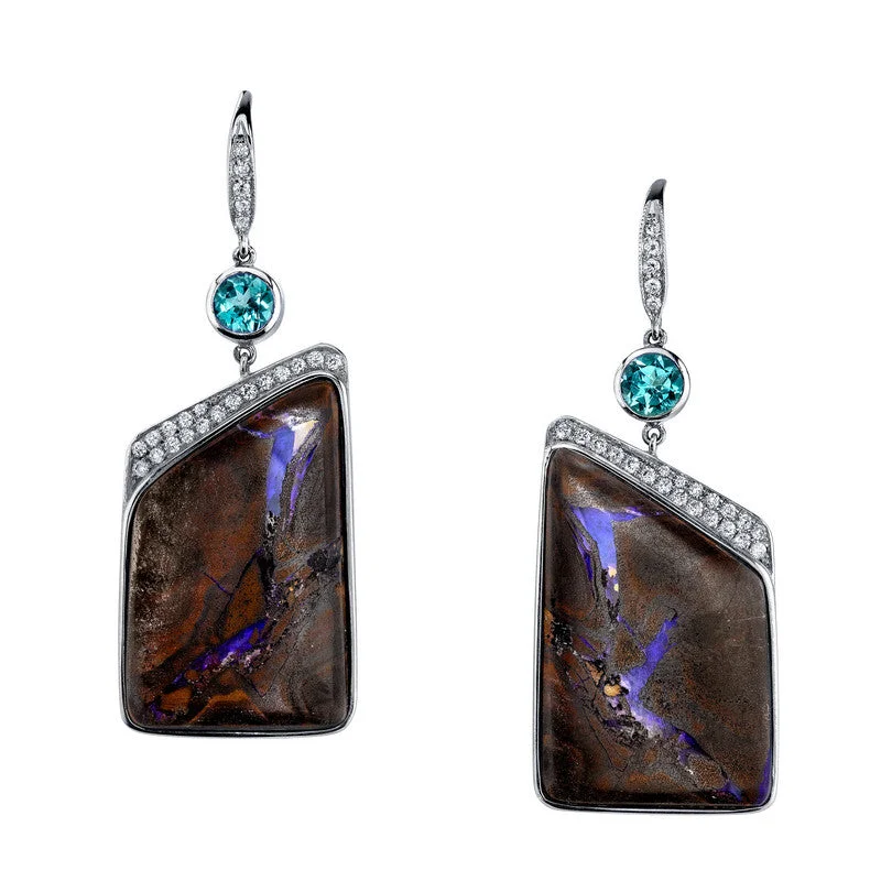 Women's Lightning Bolt Australian Opal Earrings