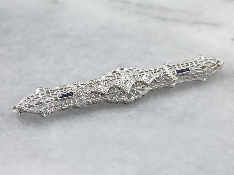 Art Deco Diamond Filigree Brooch