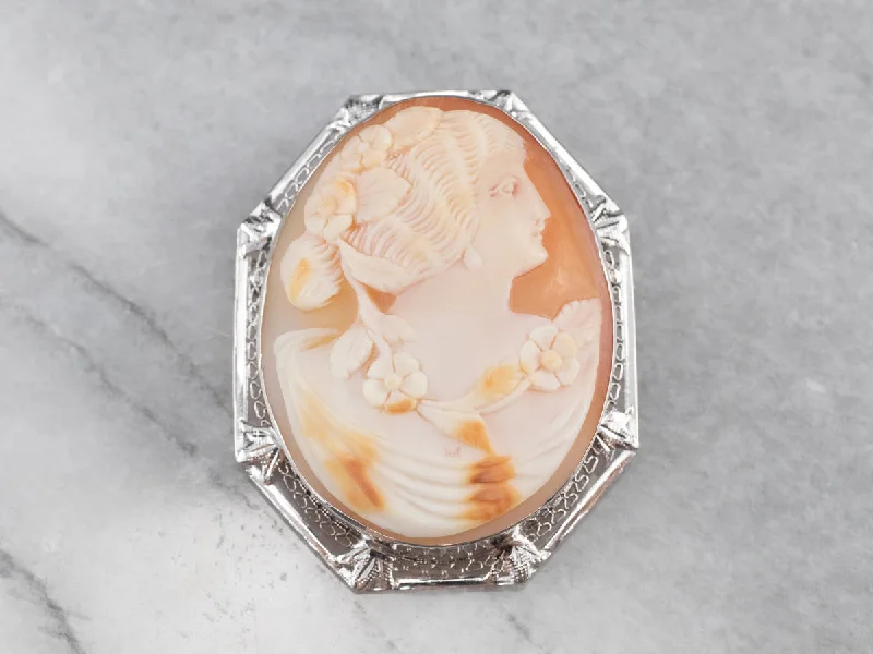 Art Deco Filigree Cameo Brooch or Pendant