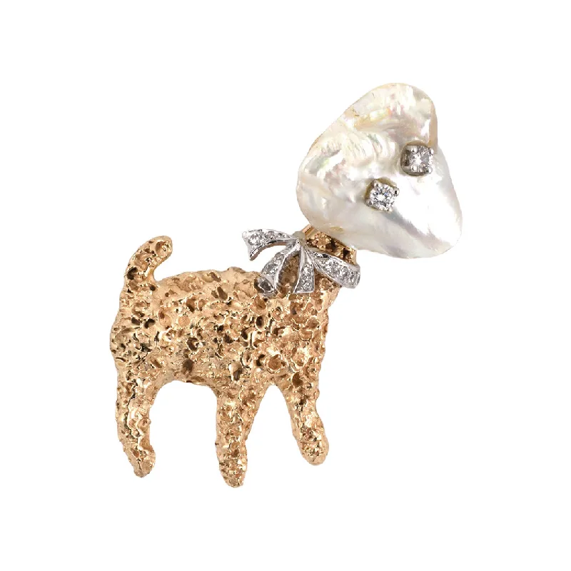 Diamond & Baroque Pearl Lamb Pin