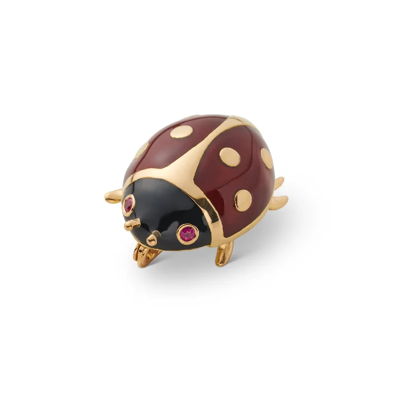 Gold & Ruby Enamel Ladybug Pin