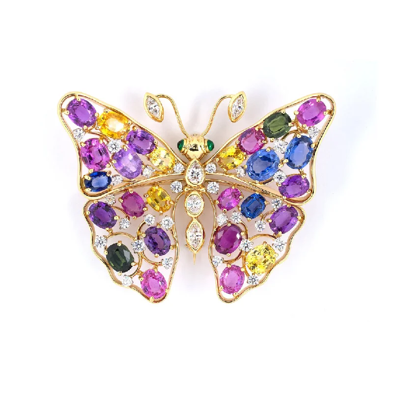 Oscar Heyman Multi-Gemstone Butterfly Pin