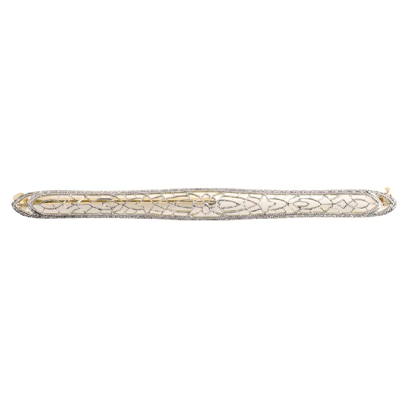 Edwardian Platinum Filigree Bar Pin