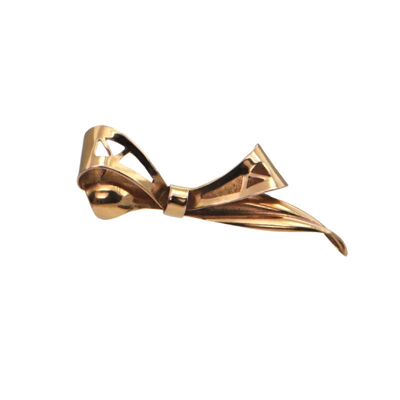 Retro Italian 18k Gold Bow Brooch