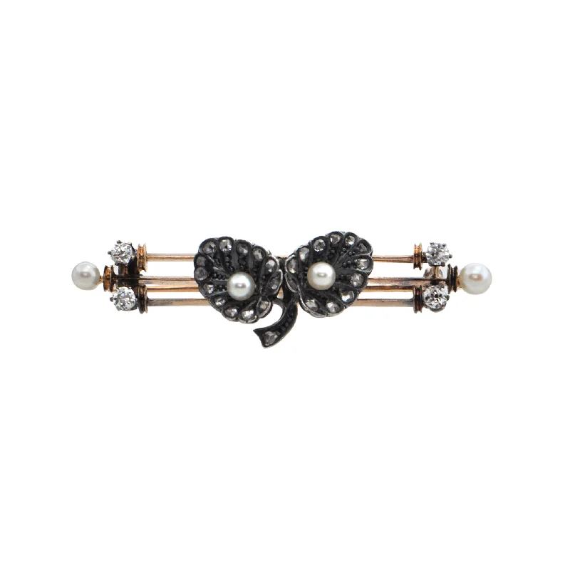 Victorian Diamond and Pearl Bar Pin (C.1850-1890)