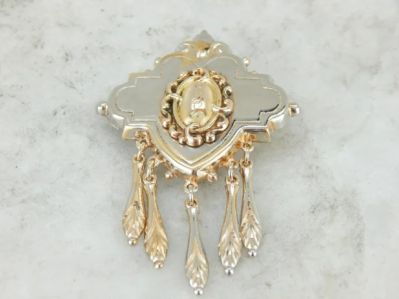 Victorian Gold Fill Brooch with Monogramed Center