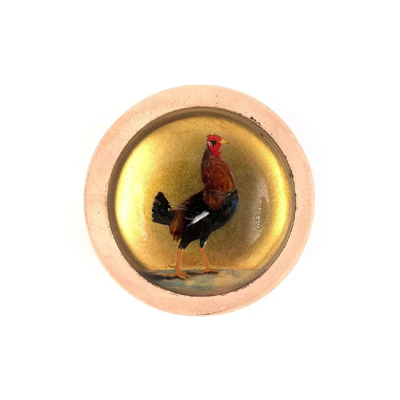 Victorian Rooster English Crystal Circular Pin