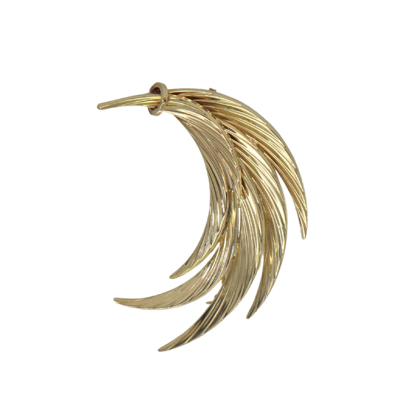 Vintage Birks 14k Gold Feather Brooch